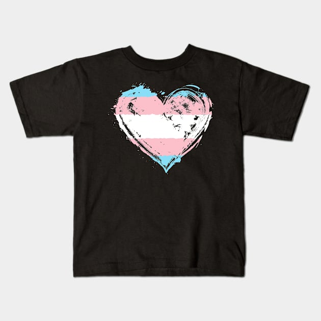 Transgender Pride Heart Flag Trans Awareness Rights Kids T-Shirt by BrightGift